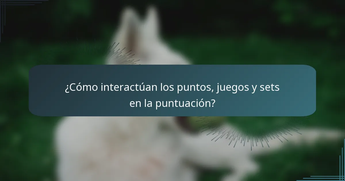 ¿Cómo interactúan los puntos, juegos y sets en la puntuación?