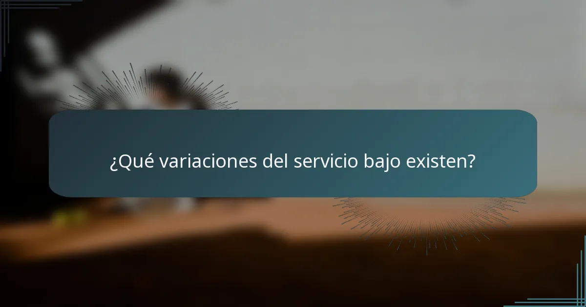 ¿Qué variaciones del servicio bajo existen?